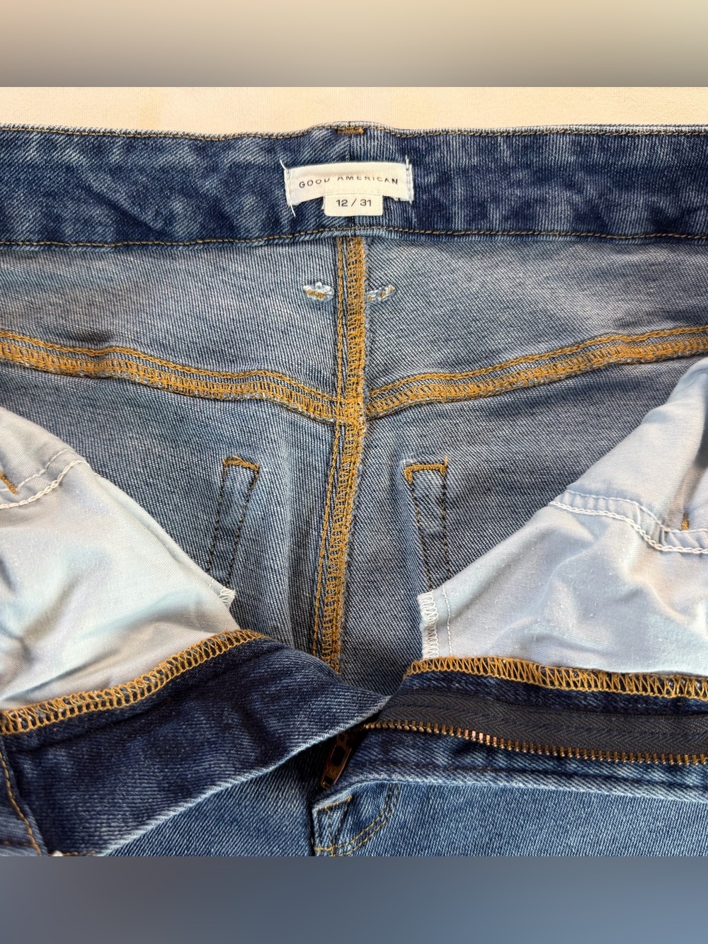 Good American High Waisted Cropped Wide Leg Raw Hem Size 12 - Picture 5 of 6